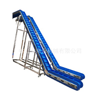 Xingyong Machinery's large inclination angle elevator, PP chain plate climbing machine, climbing belt conveyor manufacturer, direct supply quality assurance