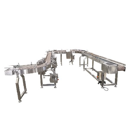 Manufacturer's direct supply of bottle conveyor assembly line materials for production and processing. Irregular conveyor belts can be customized